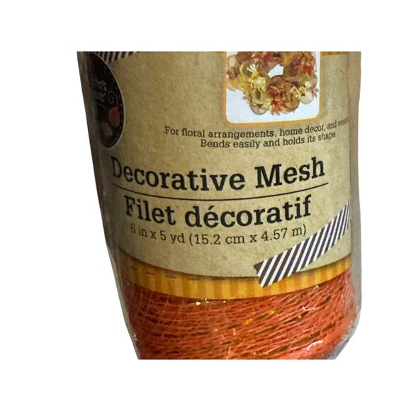 Lot 3 Decorative Mesh & Tulle Rolls Orange Black Craft Ribbon Halloween Decor - Picture 2 of 4